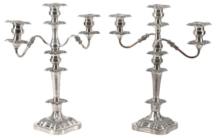 (PR) LARGE GOLDFEDER SILVERPLATE THREE-LIGHT CONVERTIBLE CANDELABRA