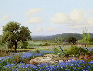 PAINTING, BLUEBONNETS PORFIRIO SALINAS (1910-1973)