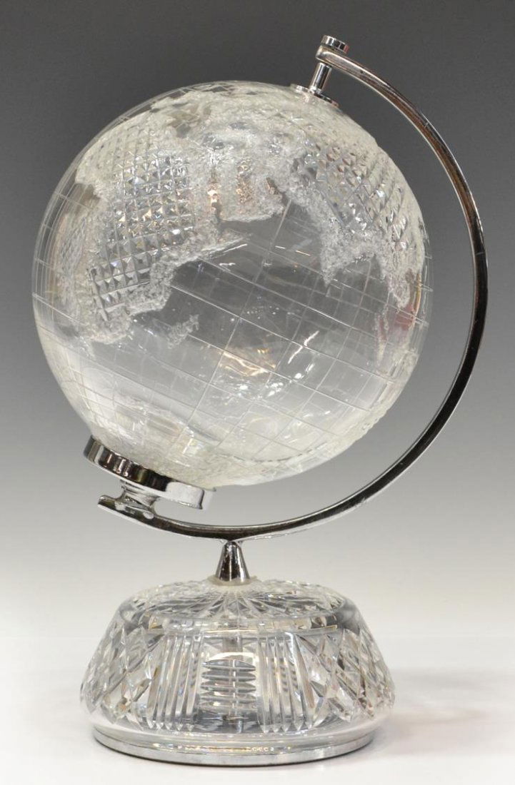 WATERFORD CRYSTAL GLOBE ON STAND
