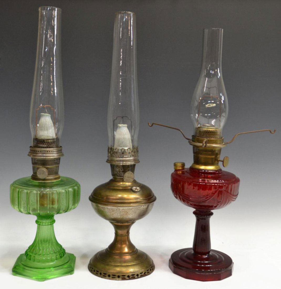 (3) VINTAGE ALADDIN KEROSENE LAMPS, MODELS B & 6 Mar 30, 2013