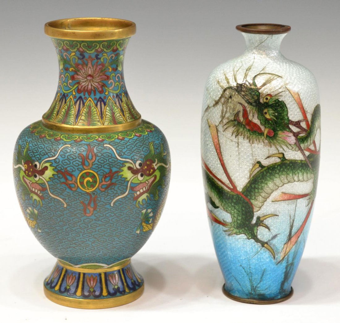 (2) JAPANESE GINBARI VASE & CHINESE CLOISONNE VASE