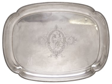 FRENCH CHRISTOFLE ENGRAVED SILVERPLATE SERVING TRAY