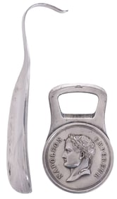 (2) TIFFANY STERLING SHOE HORN & CHRISTOFLE SILVERPLATE BOTTLE OPENER