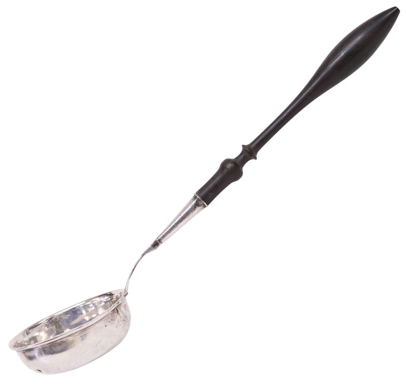 JOHANN JAKOB PETER (1788-1834) SWISS BIEDERMEIER SILVER & TURNED WOOD SOUP LADLE (1 of 6)
