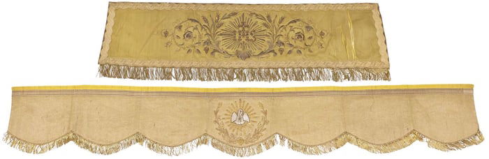 (2) LARGE LITURGICAL METALLIC THREAD EMBROIDERED ALTAR FRONTALS