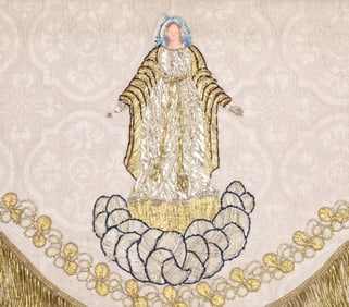 FINE METALLIC THREAD EMBROIDERED SILK LITURGICAL ALTAR FRONTAL