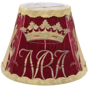 LARGE FINE SILK & VELVET LAMPSHADE WITH ANTIQUE LITURGICAL VESTMENT FRAGMENTS