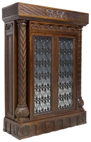 ITALIAN RENAISSANCE REVIVAL WALNUT STORAGE CABINET WITH DRAWERS