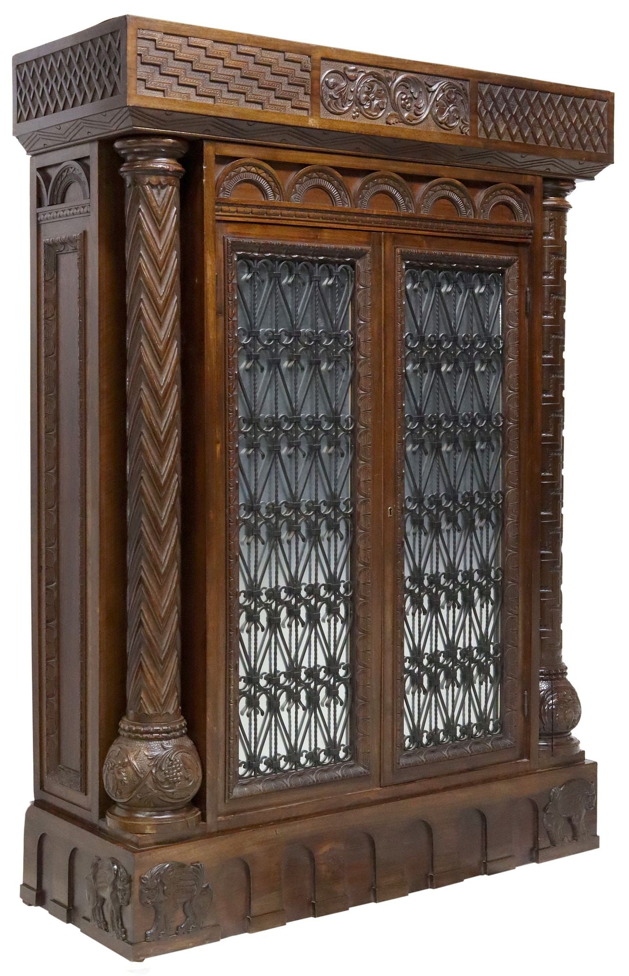 ITALIAN RENAISSANCE REVIVAL WALNUT STORAGE CABINET WITH DRAWERS (1 of 6)