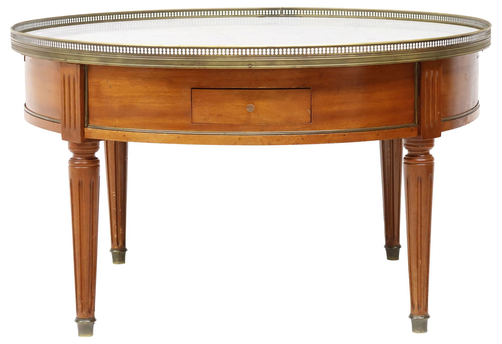 FRENCH LOUIS XVI STYLE MARBLE-TOP MAHOGANY BOUILLOTTE TABLE (1 of 4)
