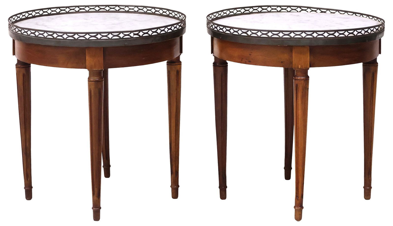 (2) FRENCH LOUIS XVI STYLE INSET MARBLE-TOP SIDE TABLES (1 of 4)