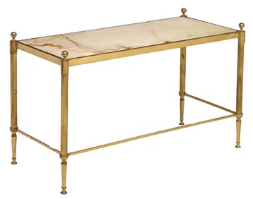 ITALIAN GILT METAL AND GREEN ONYX-TOP SIDE TABLE