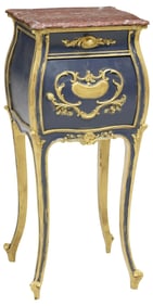 FRENCH LOUIS XV STYLE MARBLE-TOP PARCEL-GILT NIGHTSTAND