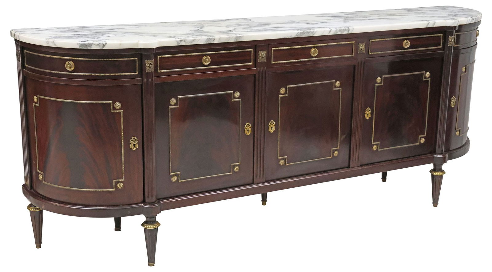 FRENCH LOUIS XVI STYLE MARBLE-TOP MAHOGANY SIDEBOARD (1 of 7)