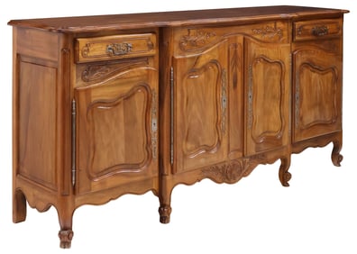 FRENCH PROVINCIAL LOUIS XV STYLE CARVED WALNUT SIDEBOARD