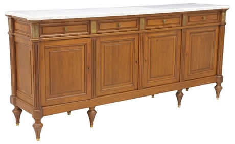 FRENCH LOUIS XVI STYLE MARBLE-TOP MAHOGANY SIDEBOARD