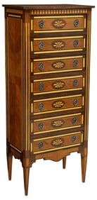 FRENCH NEOCLASSICAL STYLE PARQUETRY INLAID SEMAINIER / TALL CHEST