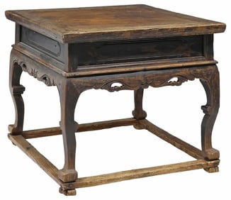 CHINESE CARVED ELM CENTER TABLE, QING DYNASTY