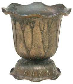 LARGE JAPANESE PATINATED BRONZE LOTUS-FORM JARDINIERE / PLANTER