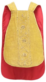 FINE CONTINENTAL METALLIC-EMBROIDERED LITURGICAL VESTMENT CHASUBLE