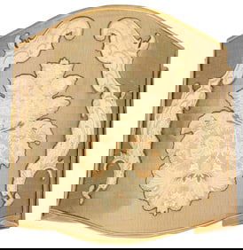 FINE SILK LAMP SHADE WITH ANTIQUE LITURGICAL VESTMENT APPLIQUES