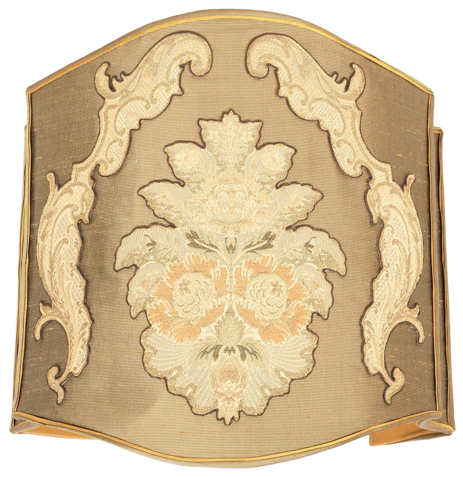 FINE SILK LAMP SHADE WITH ANTIQUE LITURGICAL VESTMENT APPLIQUES (1 of 3)