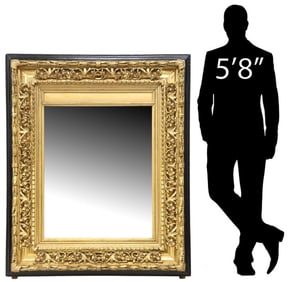 BAROQUE STYLE GILTWOOD & BLACK-PAINTED MIRROR, 57.5" X 47.5"