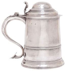 ENGLISH GEORGE II RICHARD BURCOMB STERLING SILVER TANKARD