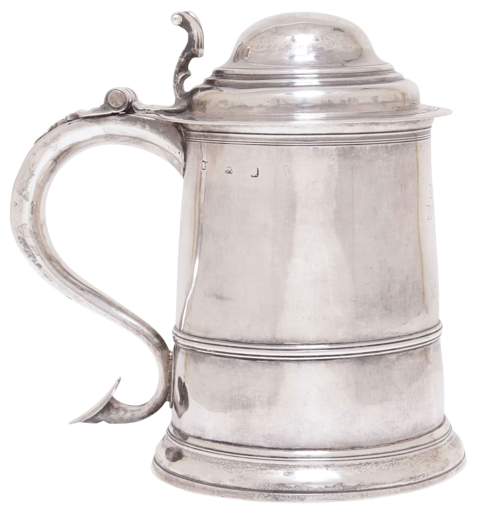 ENGLISH GEORGE II RICHARD BURCOMB STERLING SILVER TANKARD (1 of 10)