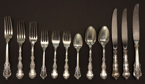 (12) AMERICAN STERLING FLATWARE, GORHAM 'CROMWELL' & WALLACE 'GRAND BAROQUE'