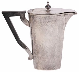 ART DECO HAMMERED STERLING SILVER 1-QUART PITCHER