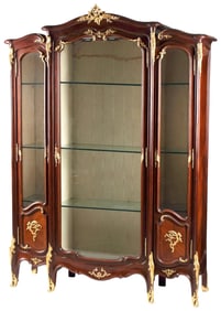MONUMENTAL FRENCH LOUIS XV STYLE ORMOLU-MOUNTED VITRINE CABINET, 101"H