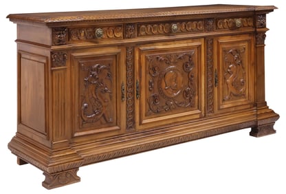 ITALIAN RENAISSANCE REVIVAL CARVED WALNUT SIDEBOARD