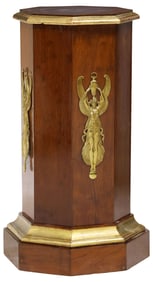 FRENCH EMPIRE STYLE PARCEL-GILT OCTAGONAL MAHOGANY PEDESTAL