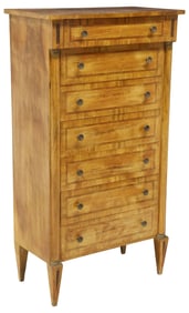 FRENCH EMPIRE STYLE INLAID WALNUT SEMAINIER CHEST OF DRAWERS