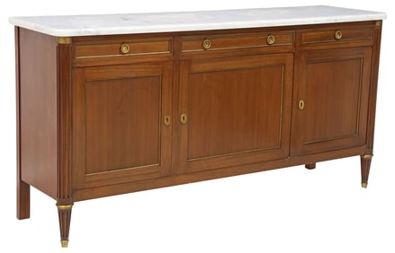 FRENCH LOUIS XVI STYLE MARBLE-TOP MAHOGANY SIDEBOARD