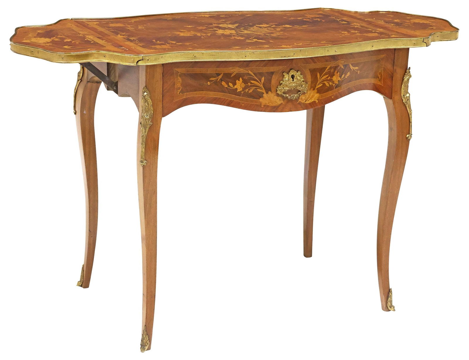 FRENCH LOUIS XV STYLE MARQUETRY DROP-LEAF WORK TABLE (1 of 6)