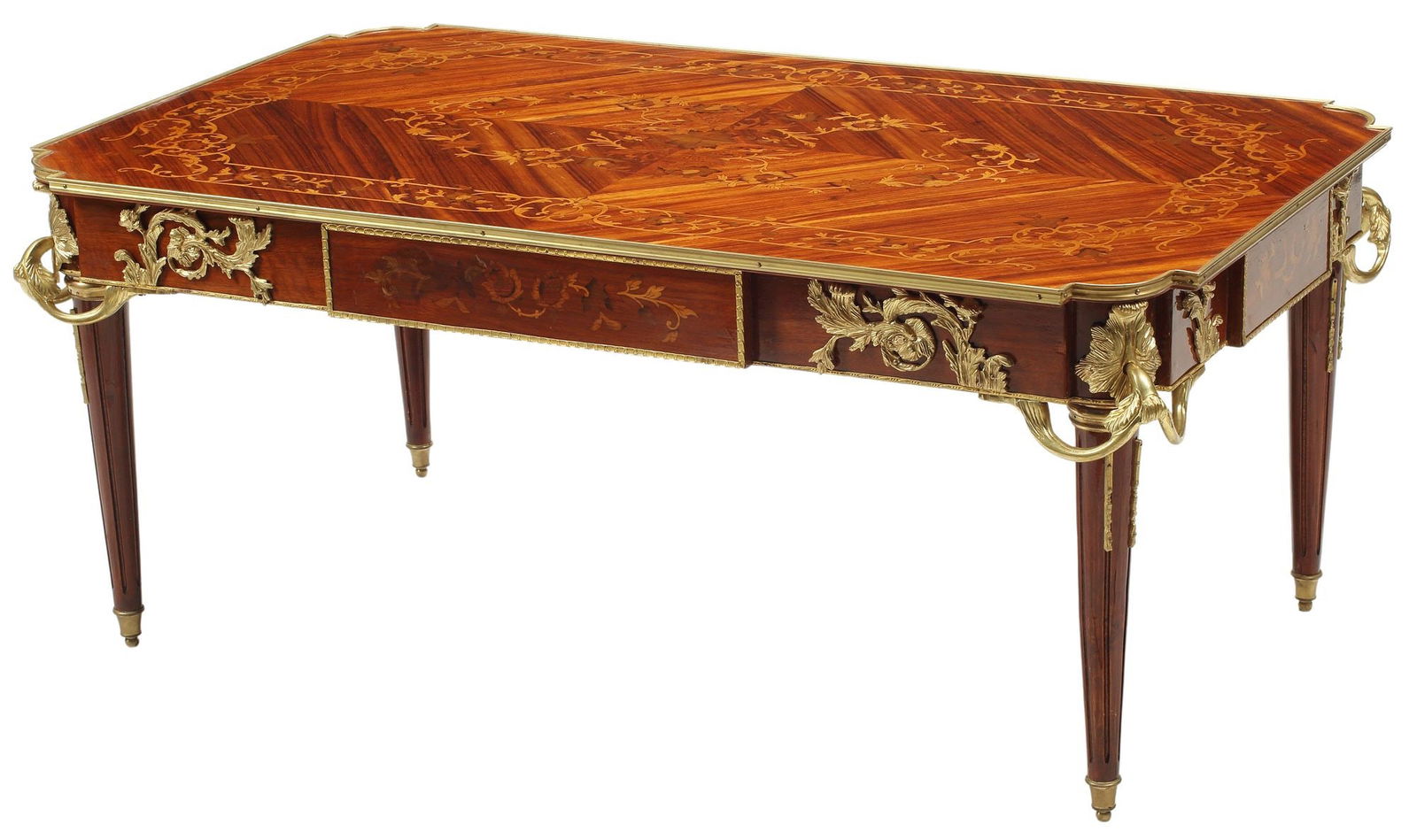 LOUIS XVI STYLE ORMOLU-MOUNTED & MARQUETRY-INLAID COFFEE TABLE (1 of 6)