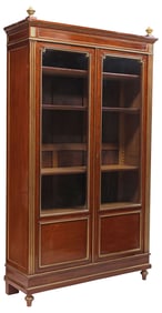 FRENCH LOUIS XVI STYLE PAREL-GILT MAHOGANY VITRINE CABINET