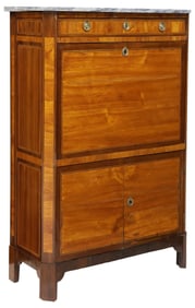 FRENCH LOUIS XVI STYLE MARBLE-TOP SECRETAIRE A ABATTANT