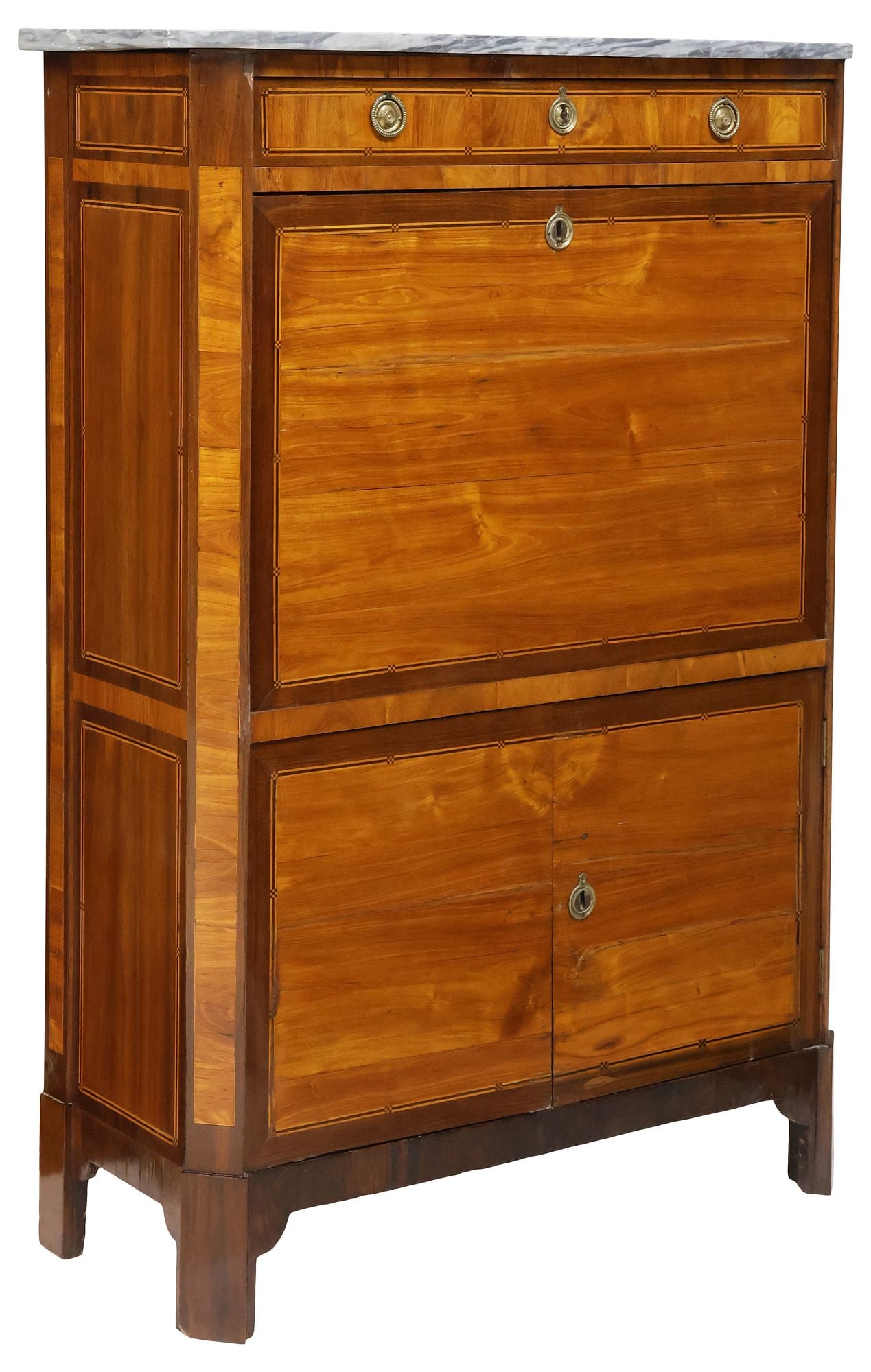 FRENCH LOUIS XVI STYLE MARBLE-TOP SECRETAIRE A ABATTANT (1 of 6)