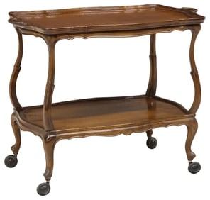 ITALIAN TWO-TIER WALNUT BAR CART/ SERVICE TROLLEY