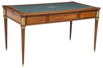FRENCH LOUIS XVI STYLE LEATHER-TOP MAHOGANY WRITING DESK