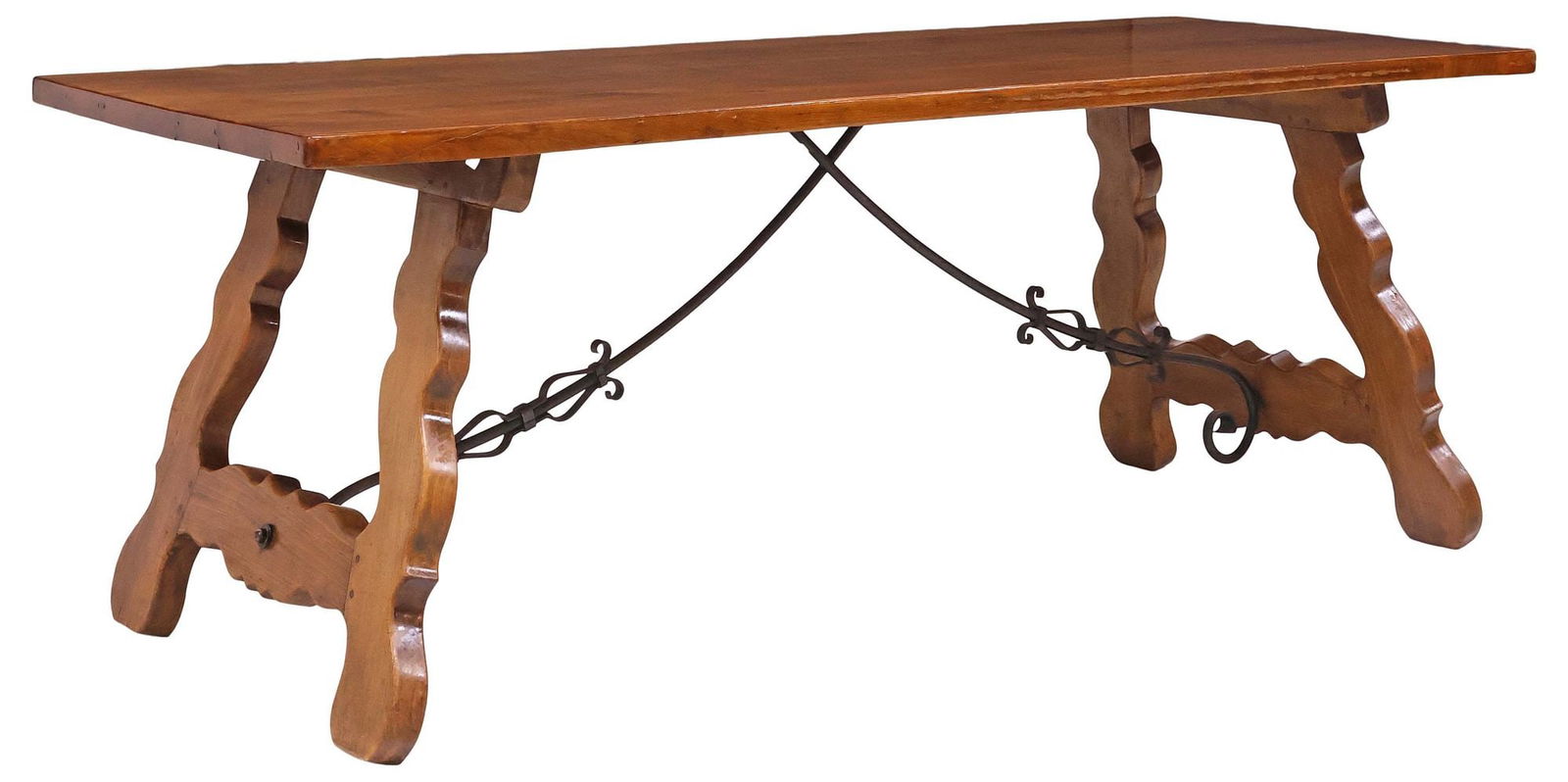 SPANISH BAROQUE STYLE WALNUT TRESTLE TABLE (1 of 4)