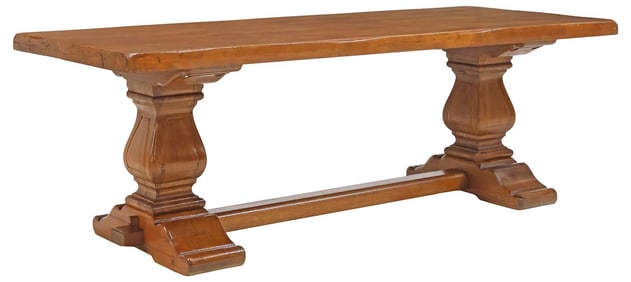 FRENCH OAK MONASTERY OR REFECTORY TRESTLE TABLE, 86.5"L