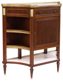 FRENCH LOUIS XVI STYLE MARBLE-TOP MAHOGANY SERVER