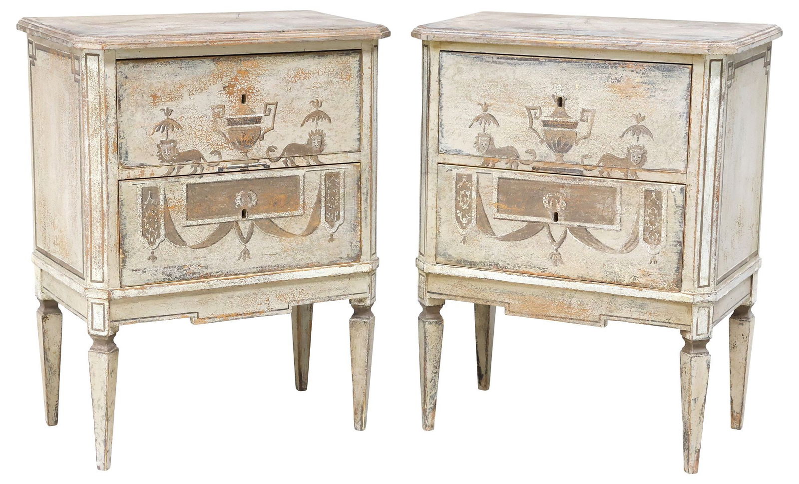 (2) GUSTAVIAN STYLE PAINTED TWO-DRAWER BEDSIDE TABLES (1 of 5)