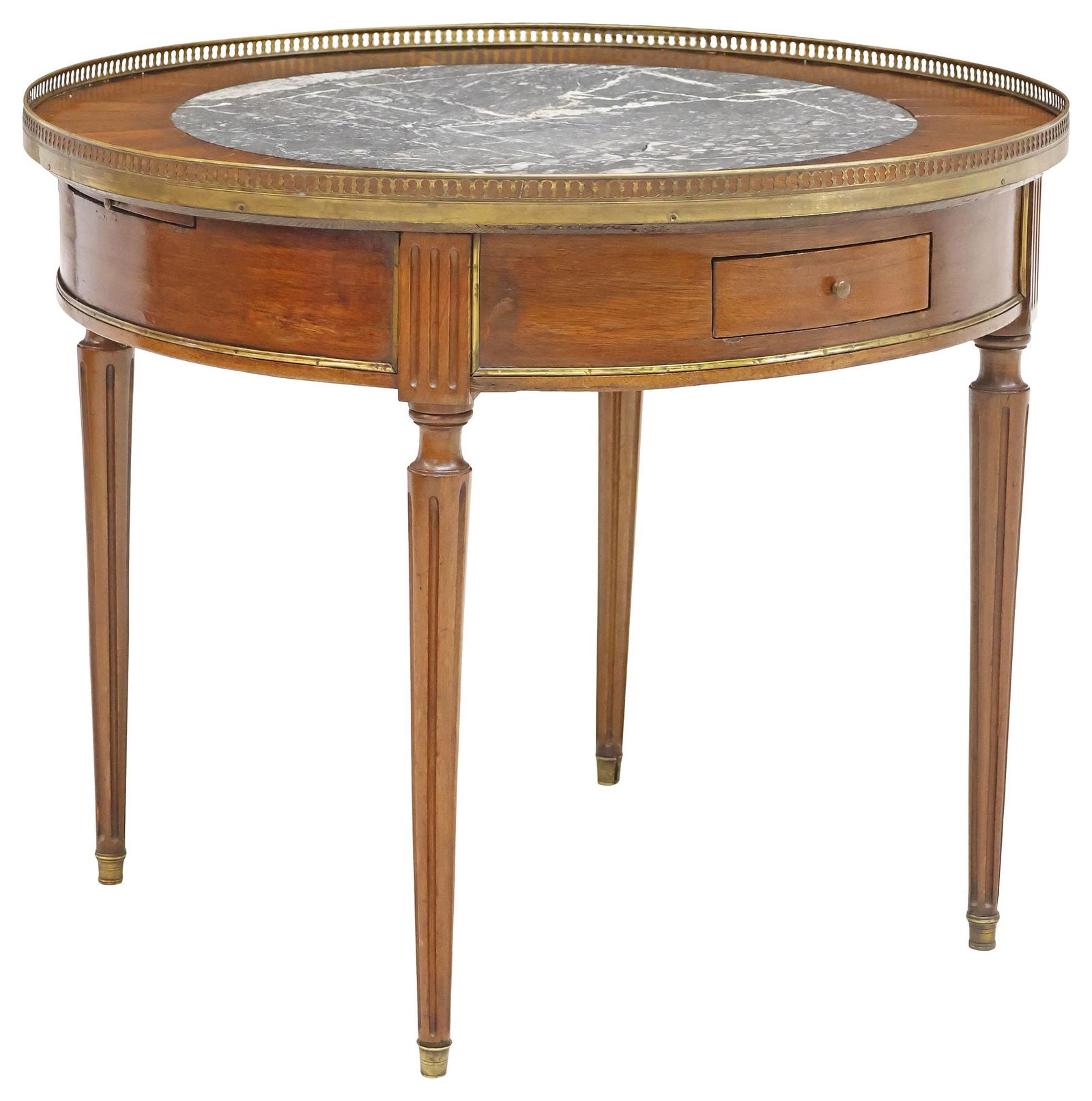 FRENCH LOUIS XVI STYLE MARBLE-TOP BOUILLOTTE TABLE (1 of 5)