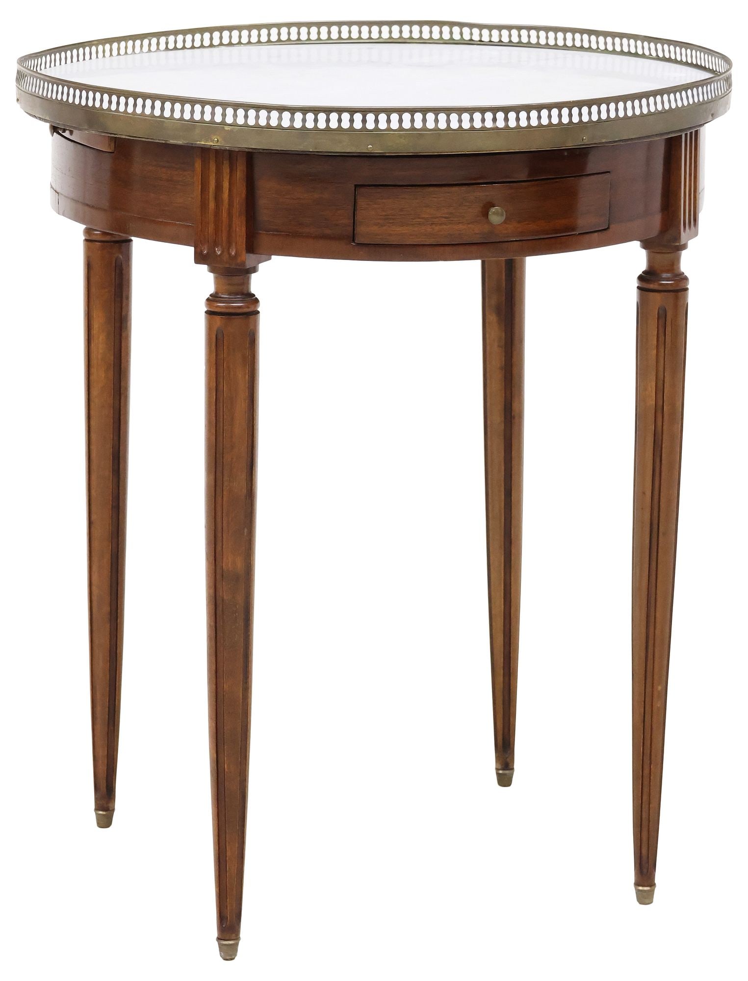 FRENCH LOUIS XVI STYLE MARBLE-TOP MAHOGANY BOUILLOTTE TABLE (1 of 5)