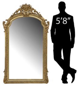 FRENCH LOUIS XV STYLE GILTWOOD WALL MIRROR, 67" X 39.5